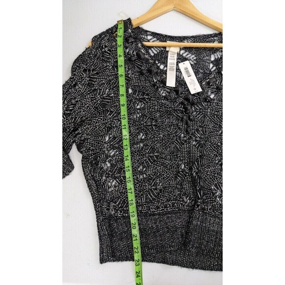 Chico's Black Embellished Open Knit Pullover Sweater Small - Picture 11 of 12